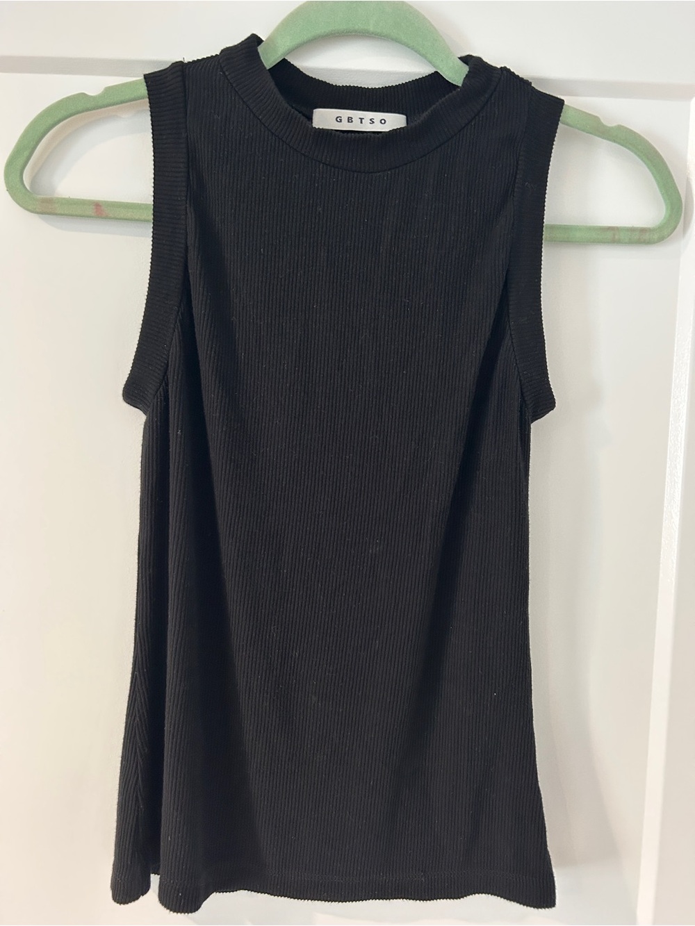 Black Ribbed Mock-Neck Tank